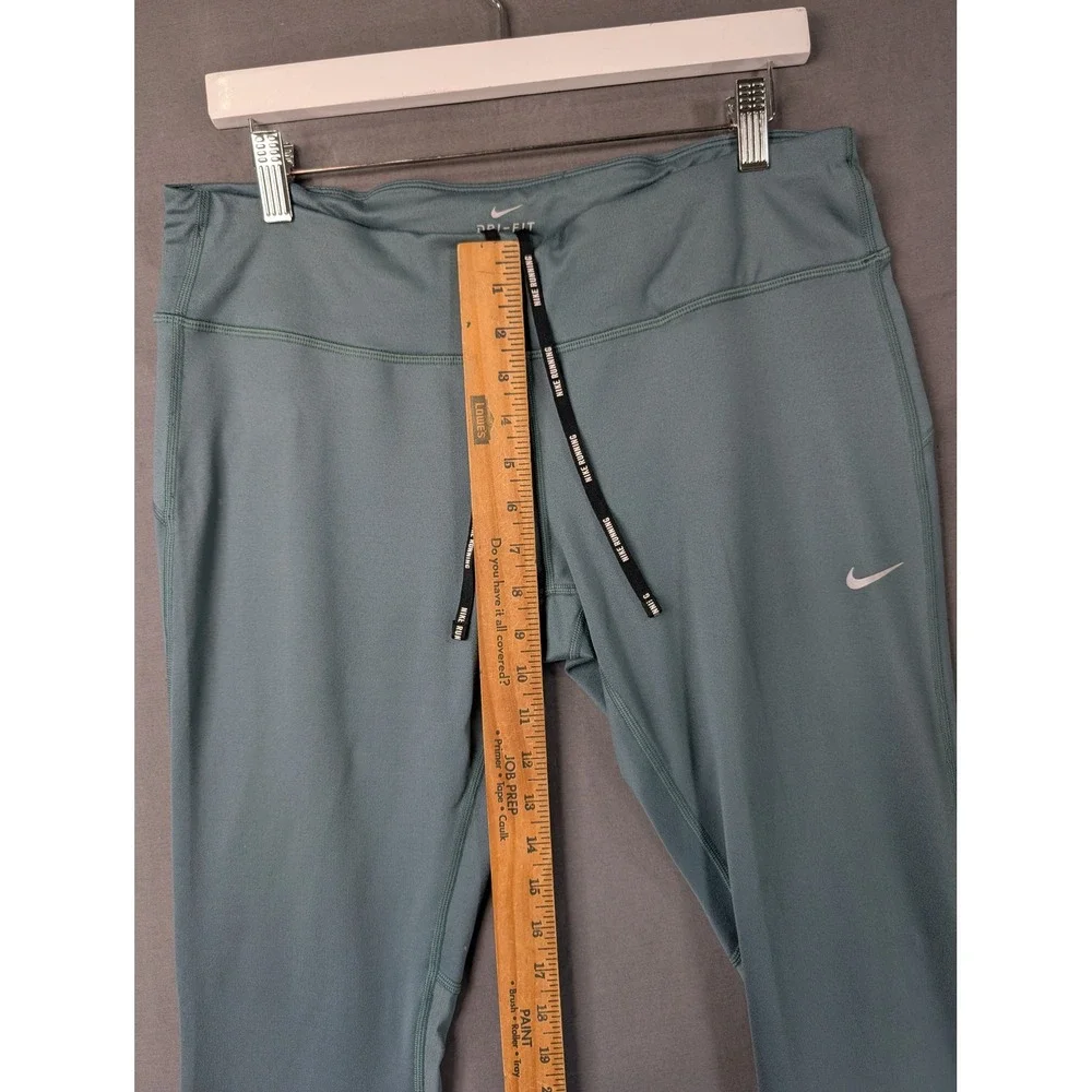 Nike Dri-FIT Running Crop Leggings 872066-392 Blue Green XL Womens Reflective